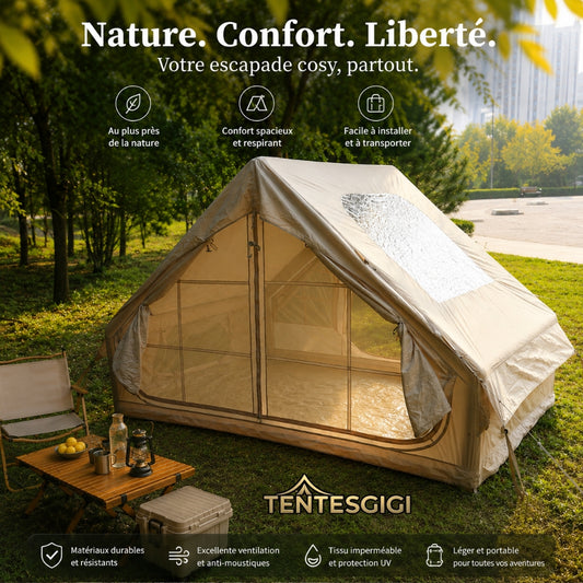 Tente Gonflable 6,3 m² Double Entrée | Tissu Oxford 420D Haute Résistance